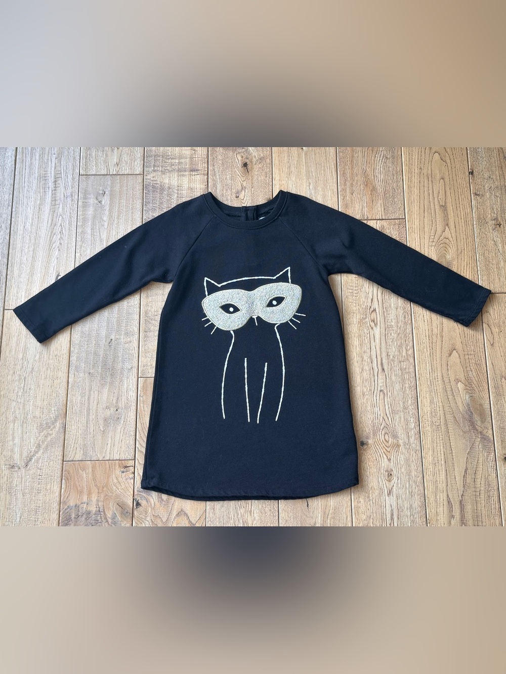 Baby Gap Masked Cat Black Long Sleeve Sweatshirt Dress size 4